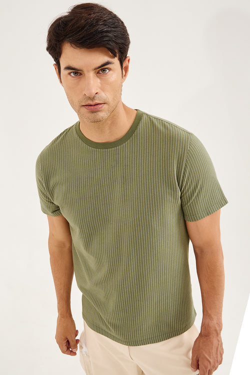 Olive Breeze Ribbed Tee