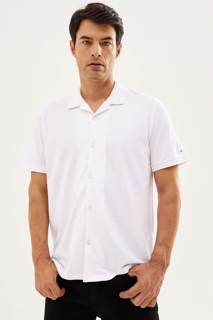 Classic White Cuban Collar Shirt