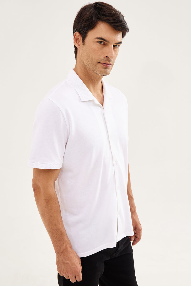Classic White Cuban Collar Shirt