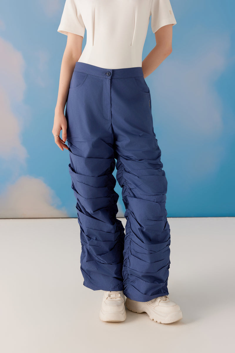 Quirky Ruched Pants - Blue