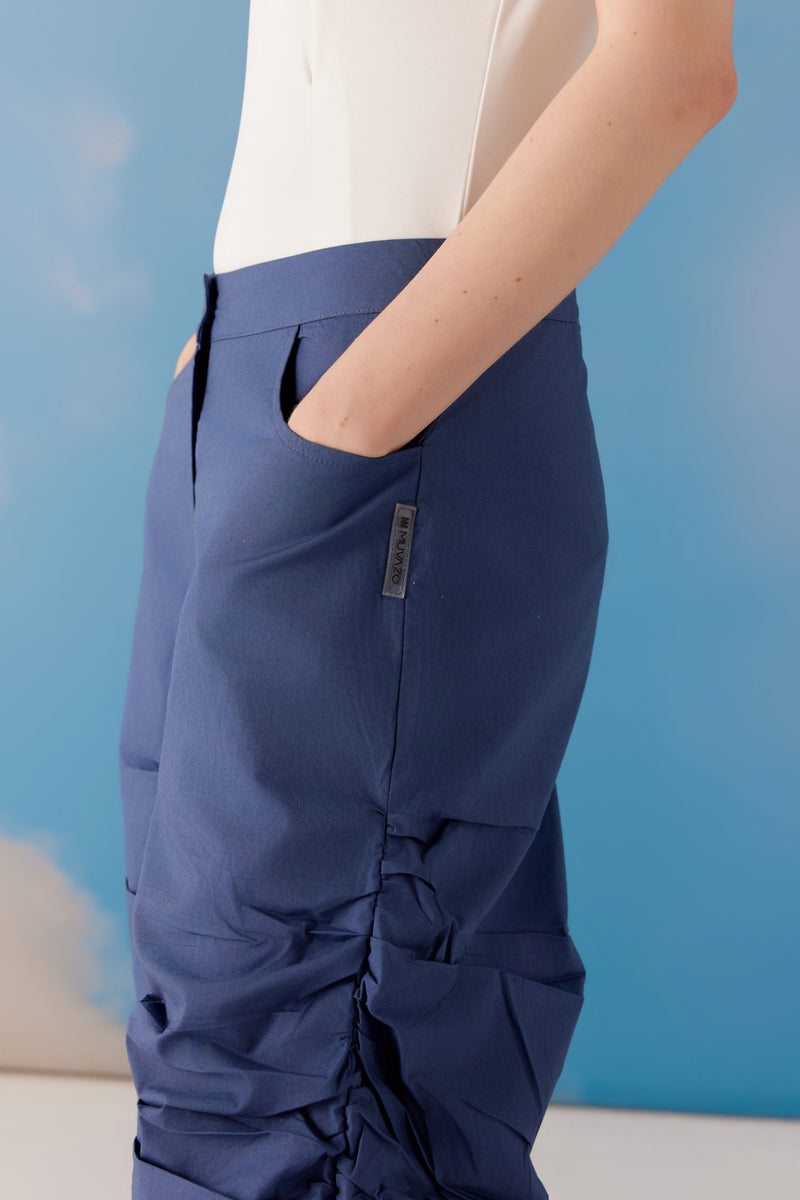 Quirky Ruched Pants - Blue