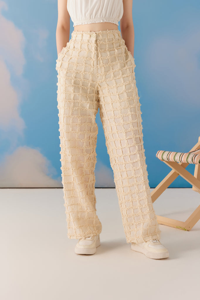 Jazzy Jacquard Pants - Beige