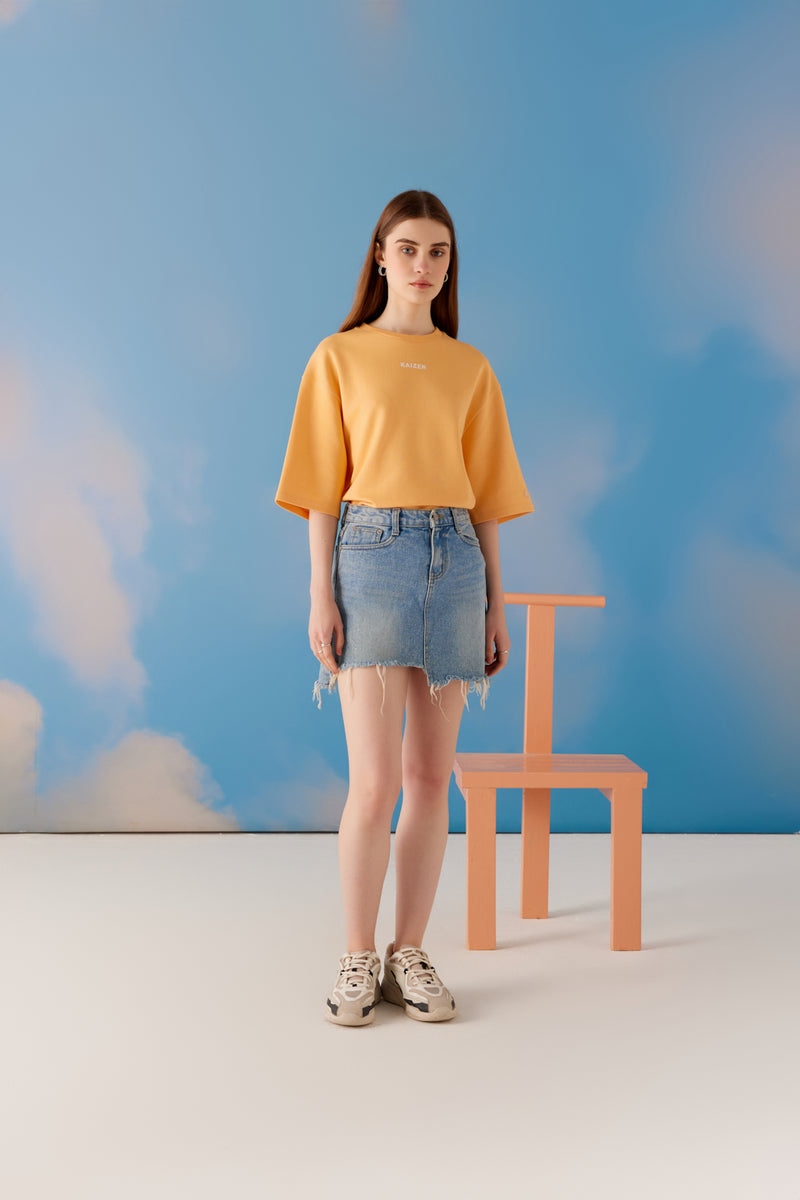 Kaizen Oversized Unisex Tee - Apricot Crush