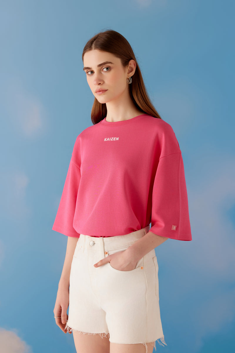 Kaizen Oversized Unisex Tee - Pink