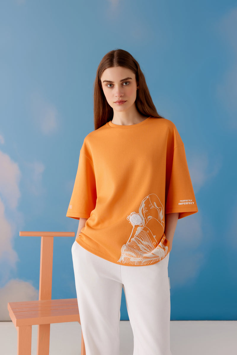 Imperfect Oversized Unisex Tee - Tang Orange