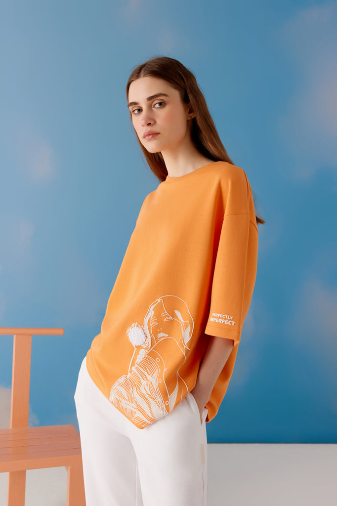 Imperfect Oversized Unisex Tee - Tang Orange