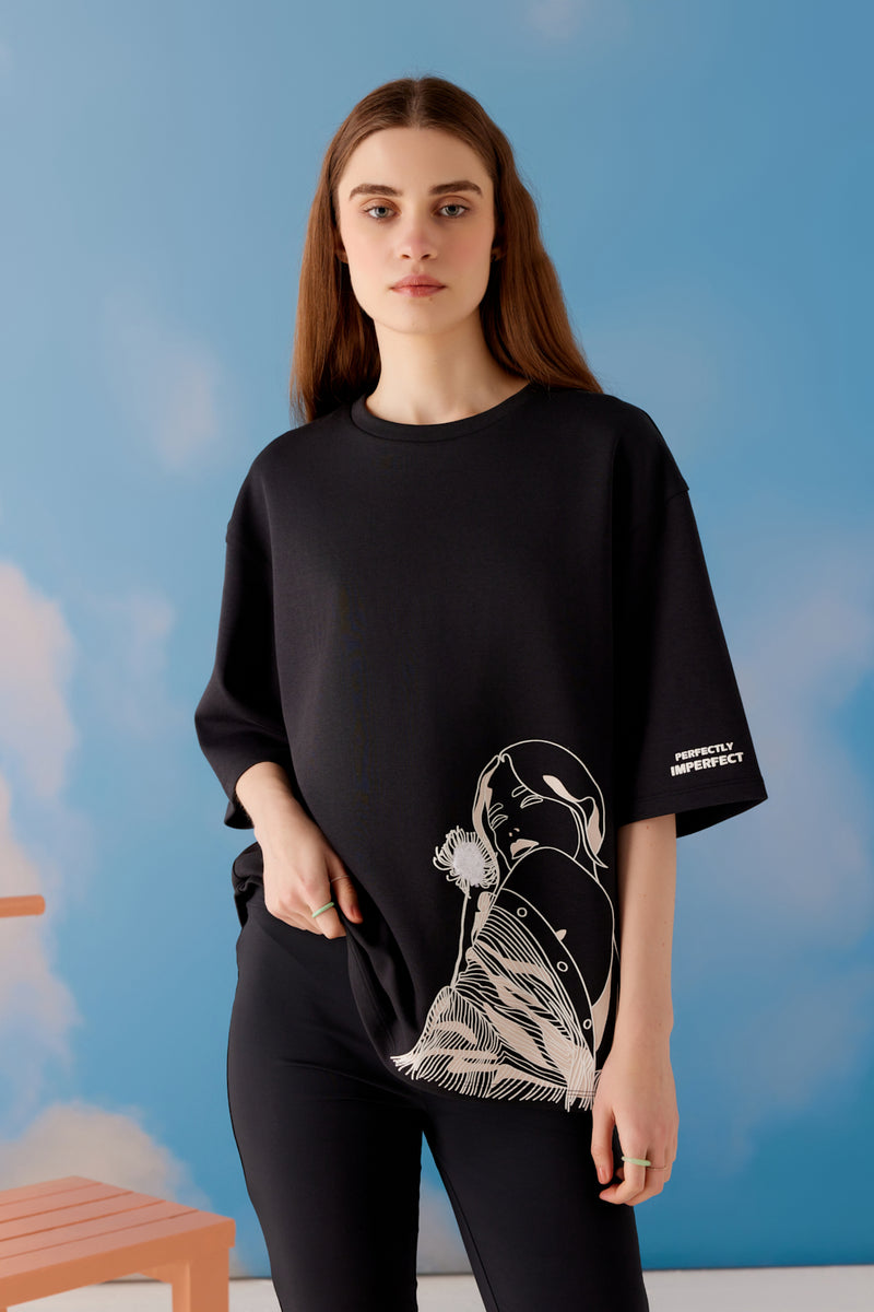 Imperfect Oversized Unisex Tee - Black