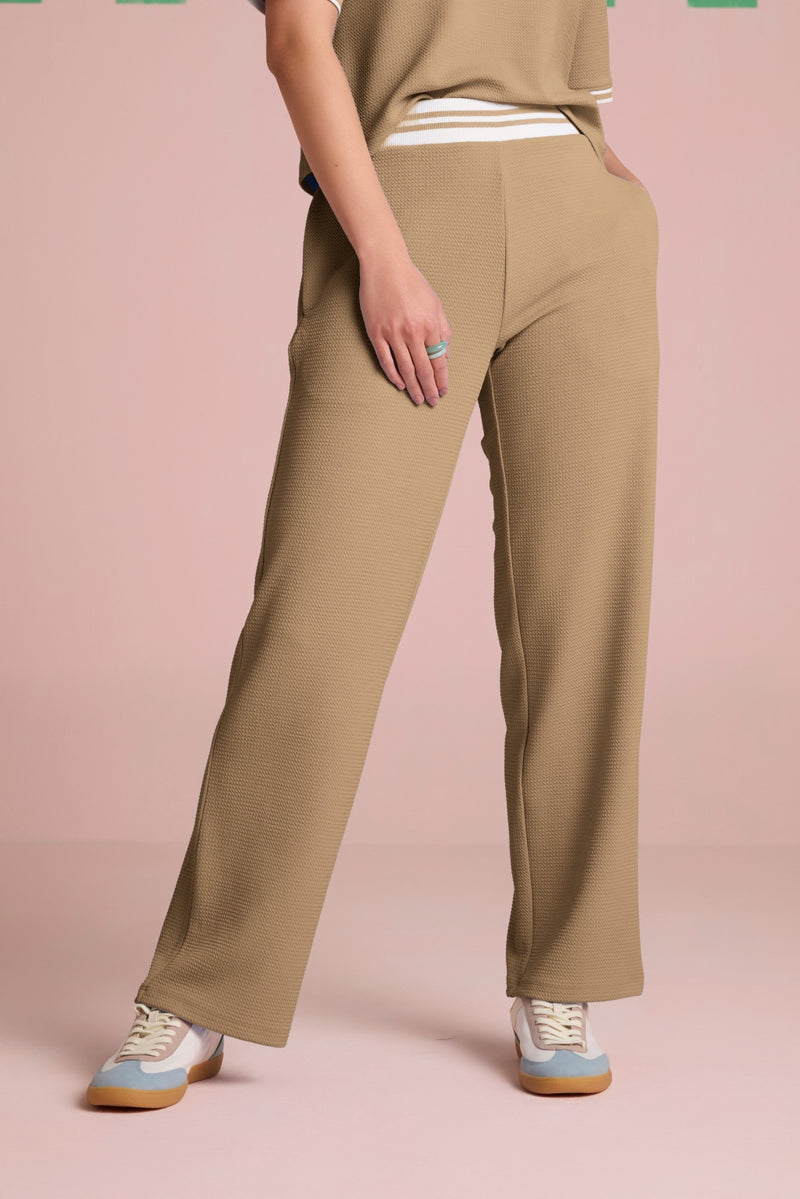 Breezy Texture Pants Co-ord Set - Sand