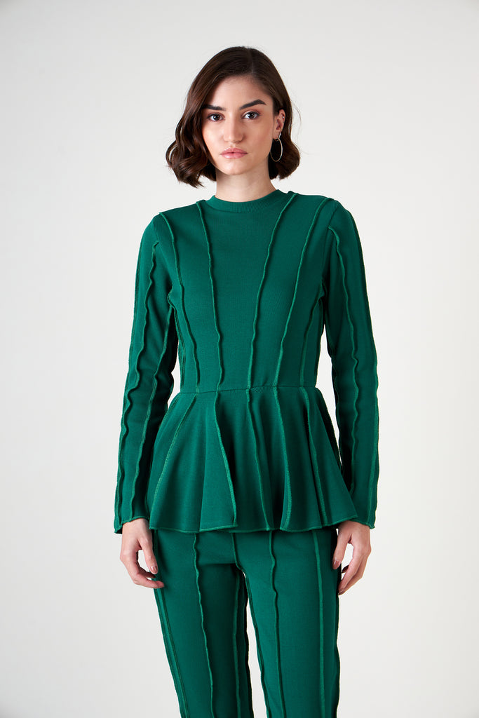 Green Trendy - Threads Pep'lum Top