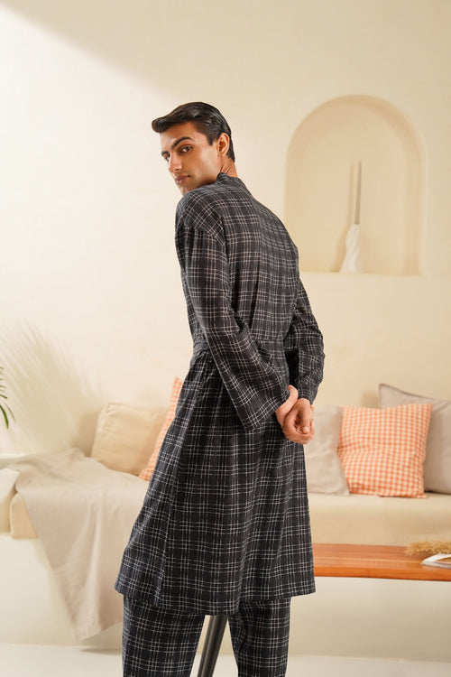 Noire Plaid Wrap Robe