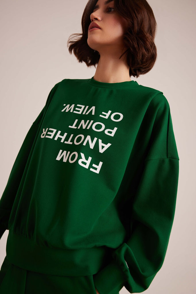 Green Point Of View Oversized Sweatshirt