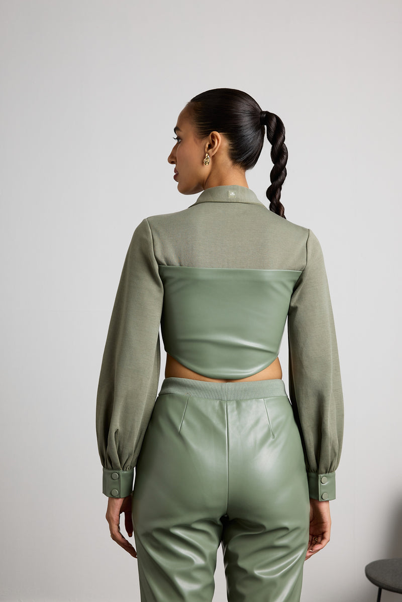 Verdant Vogue Leather Co-ord Set