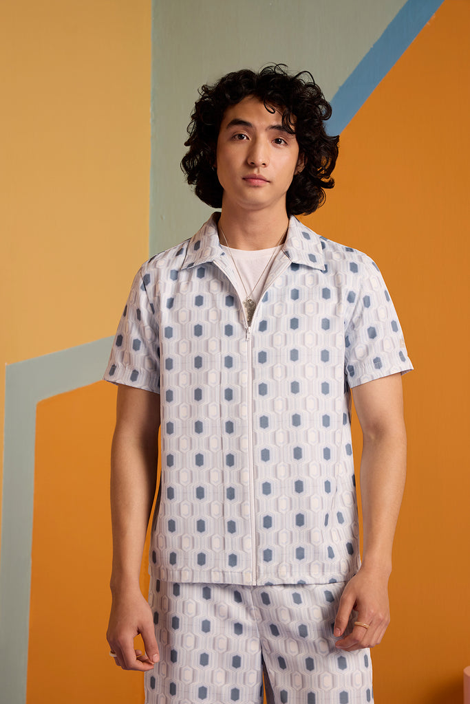 Geo Fusion Shirt - Greyish Blue