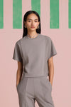 Aeris Panel Sleeve Top - Circular Grey