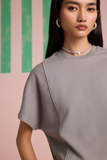 Aeris Panel Sleeve Top - Circular Grey