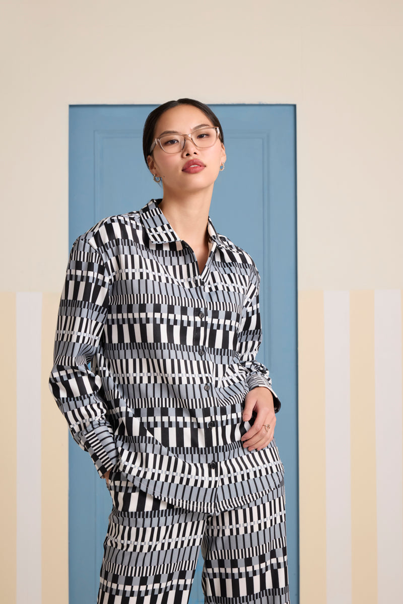 Monotone Maze Shirt Co-ord Set