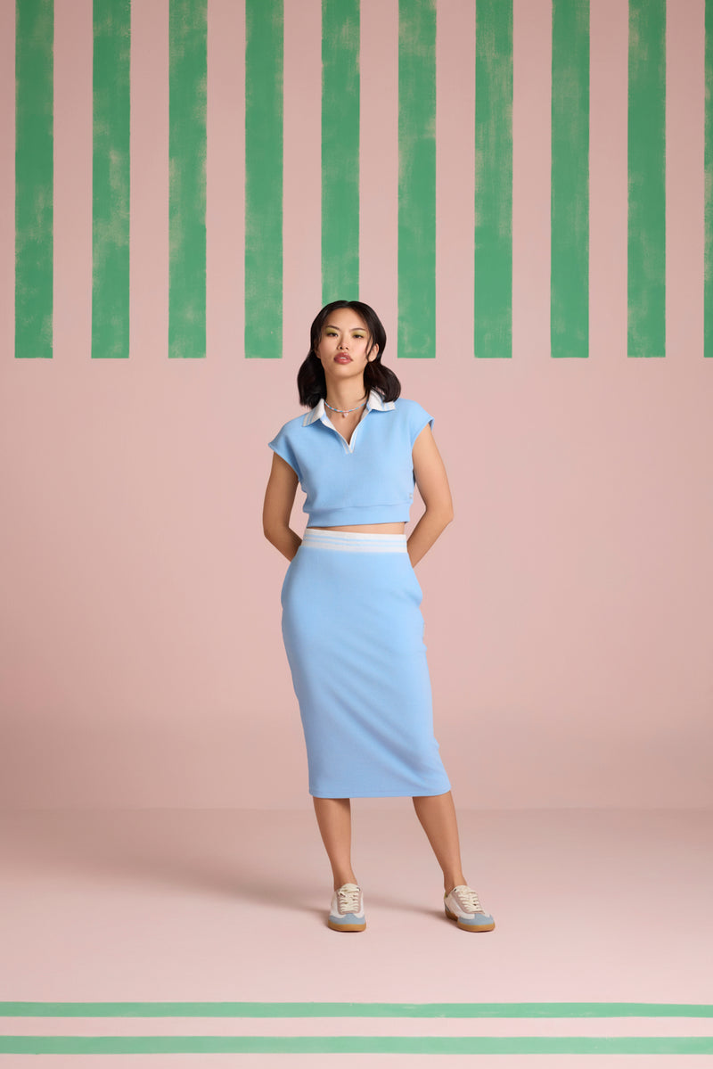 Breezy Texture Skirt Co-ord Set - Sea Kelp