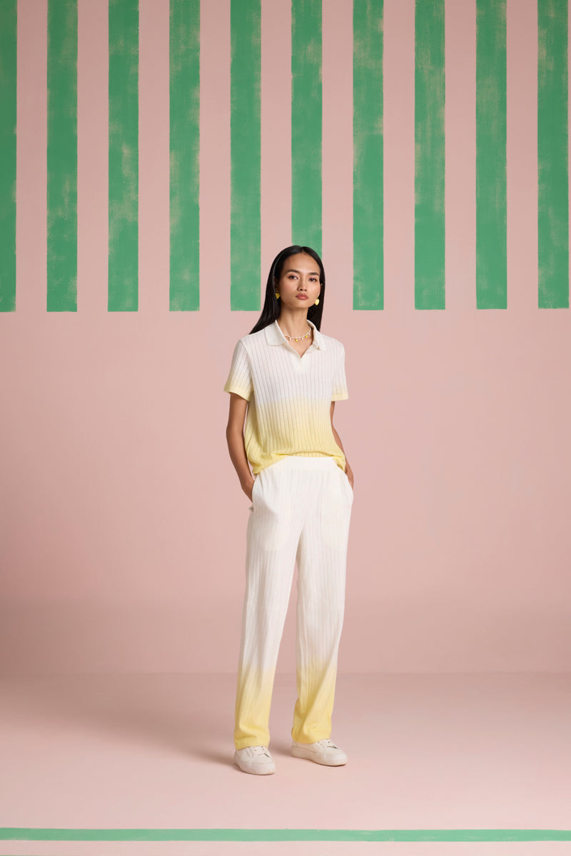 Serene Stitch Ombre Top - Butter Yellow