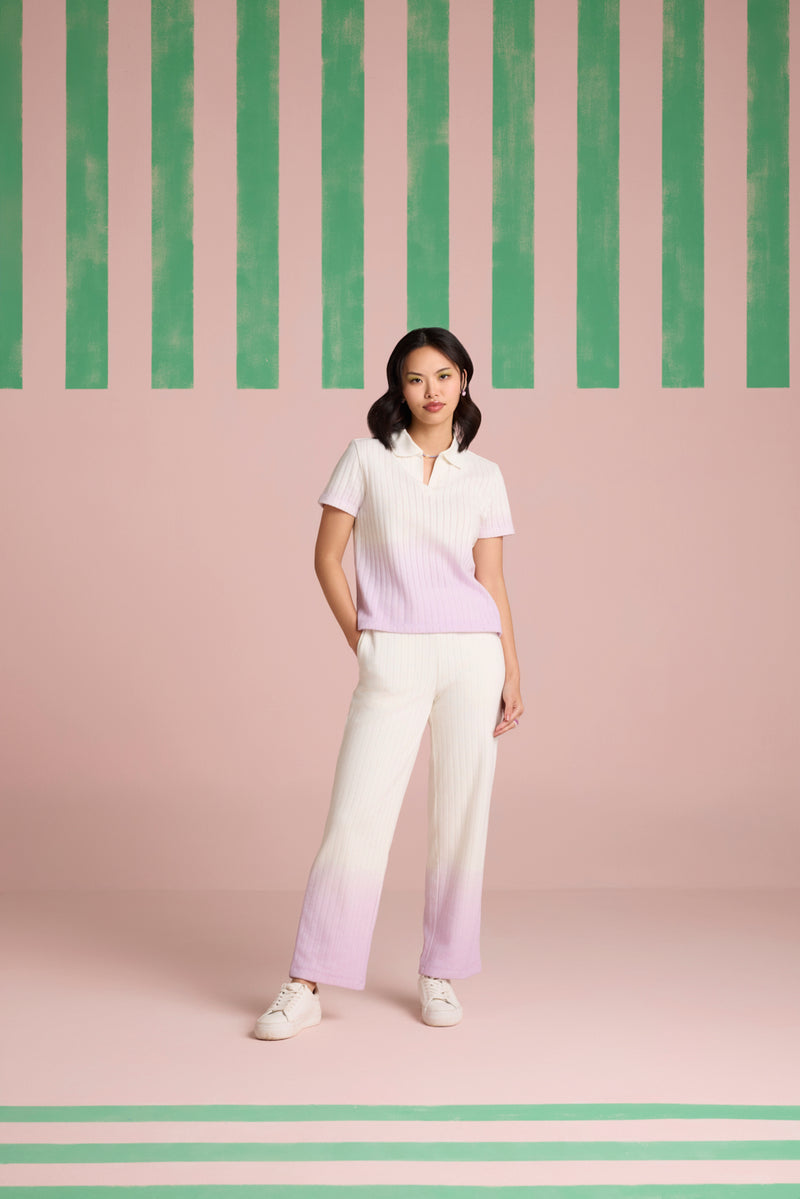 Serene Stitch Ombre Top - Lilac