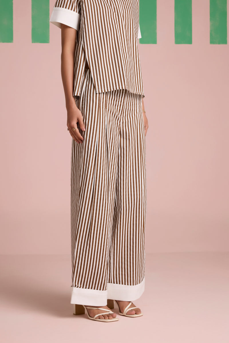 Sepia Stride Pleated Co-ord Set