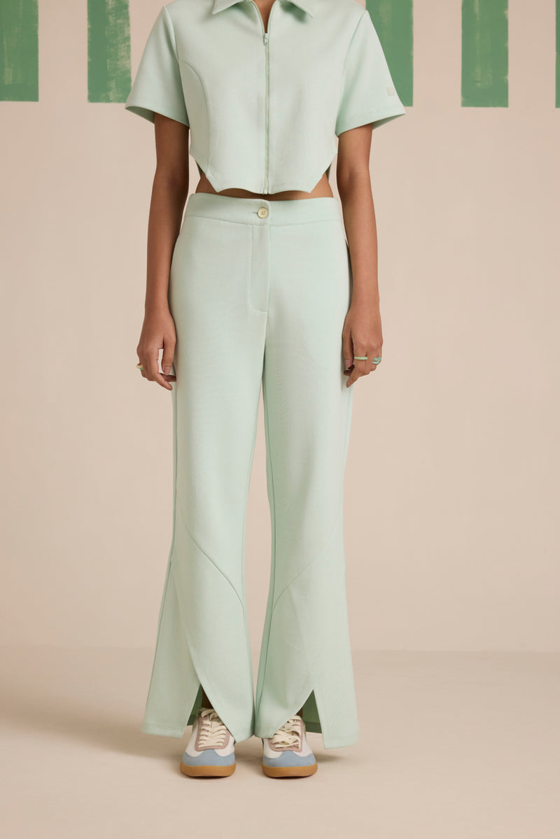 Spruce Slit Pants - Cool Matcha