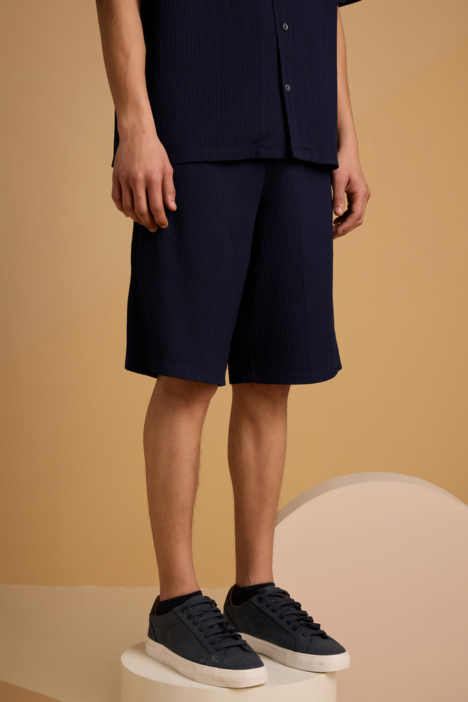 Textured Terrain Shorts - Navy Blue