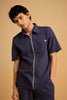 Maritime Zip-Up Shirt - Navy Blue