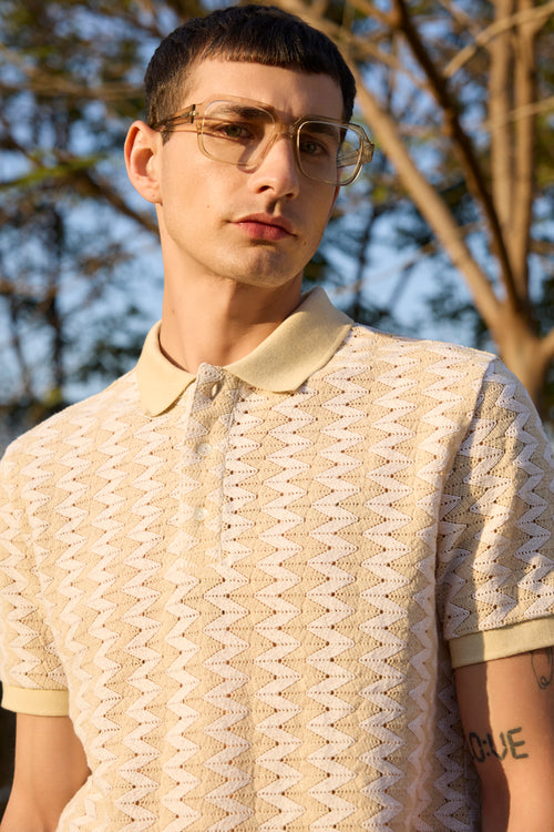 Stracciatella Crochet Polo T-shirt