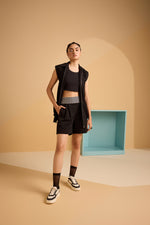 Noir Grid Flare Shorts