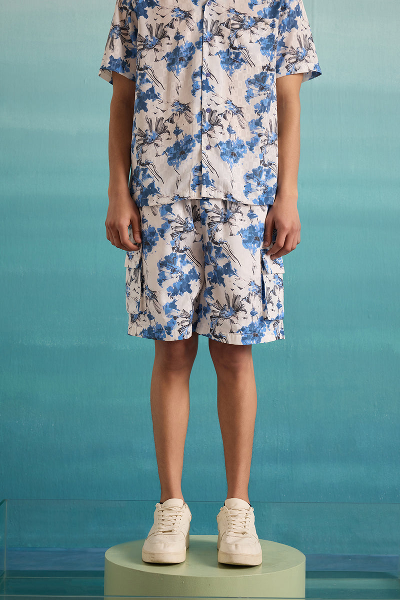 Floral Odyssey Shorts - Irish Blue