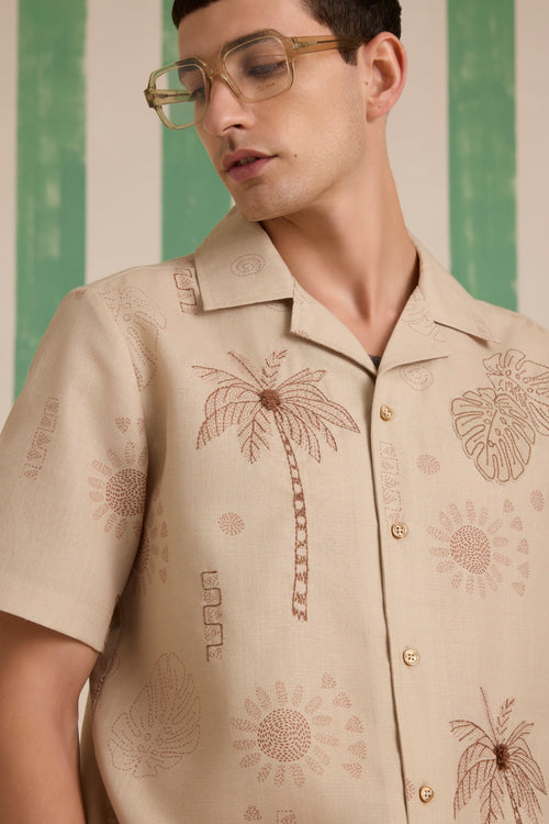 Havana Palm Embroidery Shirt